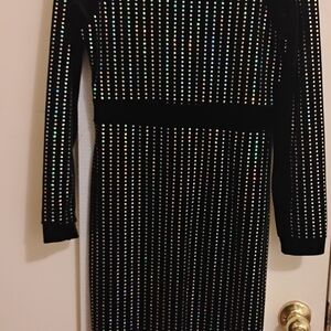 CBR Black Long Sleeve Rhinestone Dress
